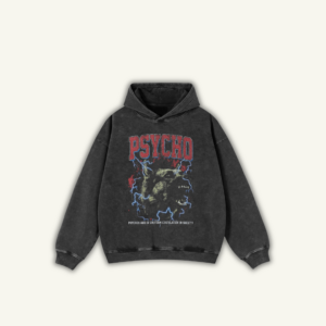 PSYCHO | OVERSIZED HOODIE WASHED BLACK