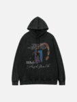 Vintage Blurred Print Washed Hoodie